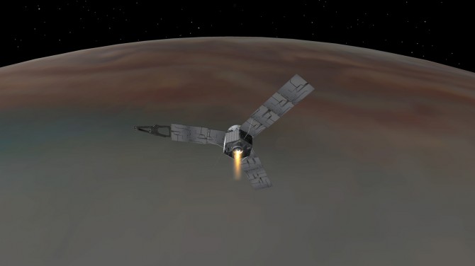 미국항공우주국(NASA)가 공개한 목성 주변을 도는 주노(JUNO) 상상도. - NASA/JPL-Caltech 제공